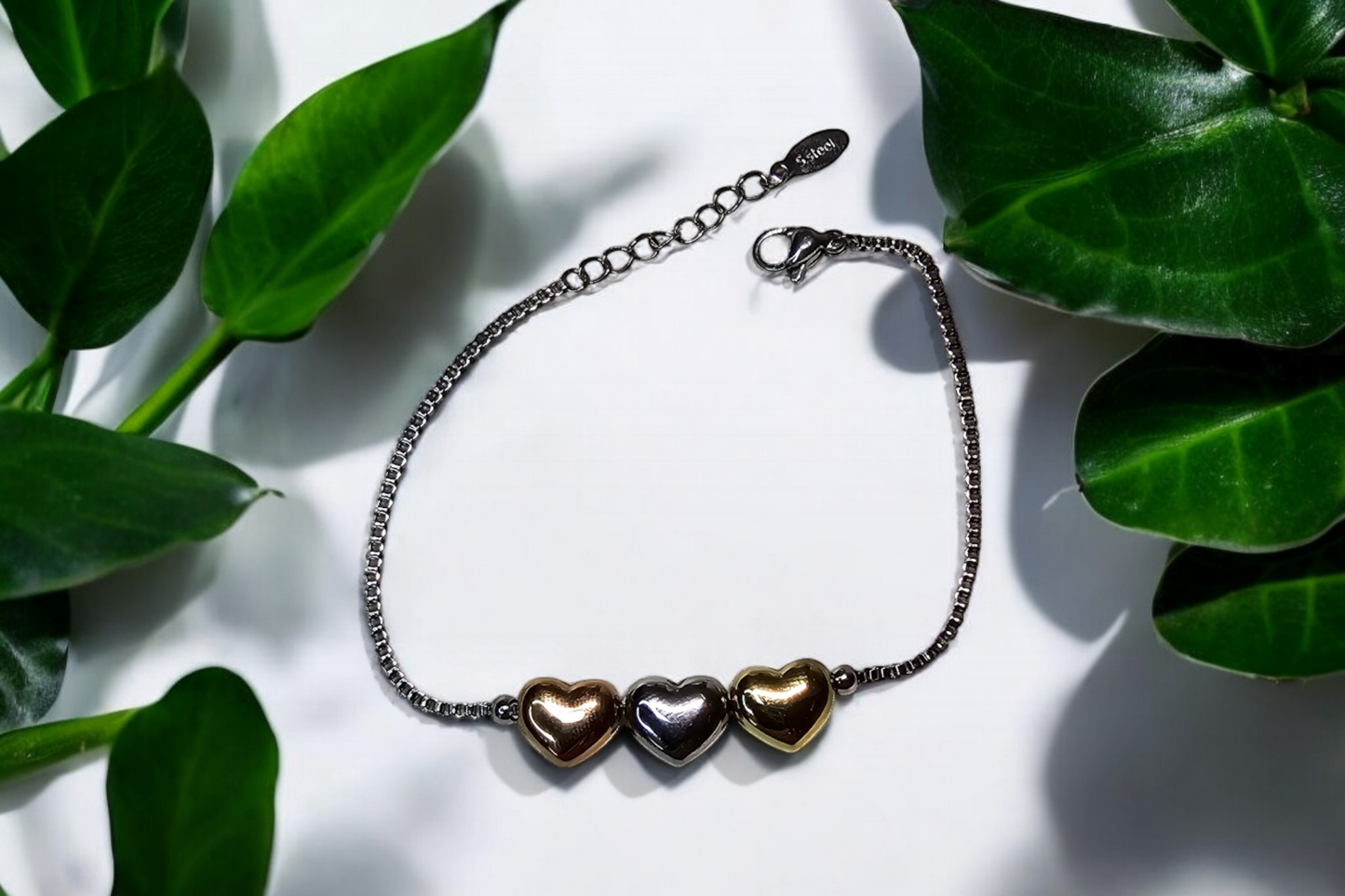 Bracciale Tre Cuori silver,gold,tre colori