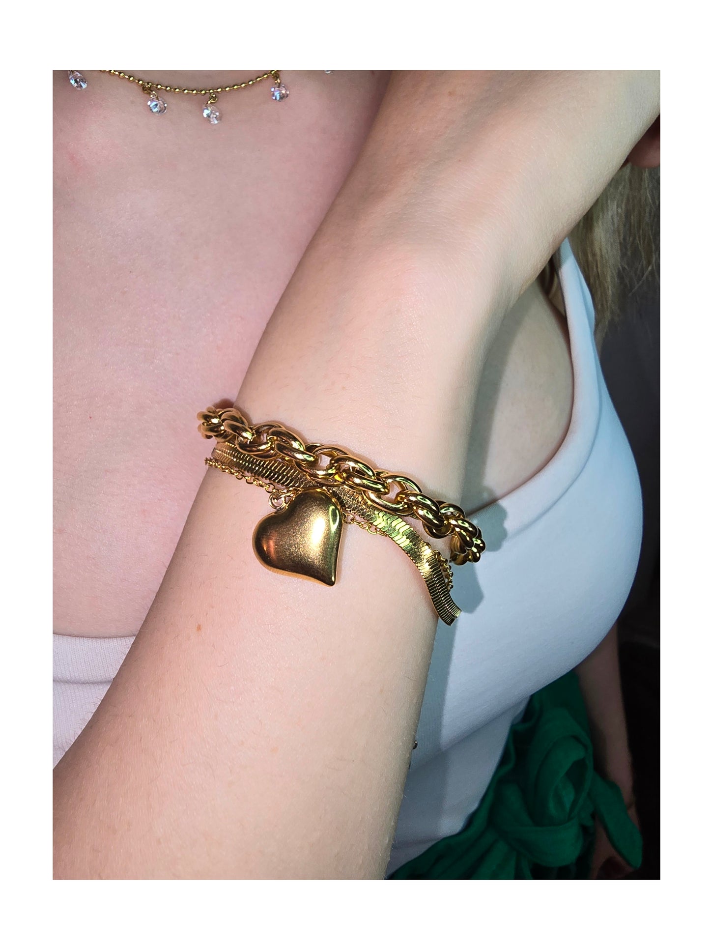 Set due Bracciali Gold Bracciale Vintage + Bracciale Snake e Cuore