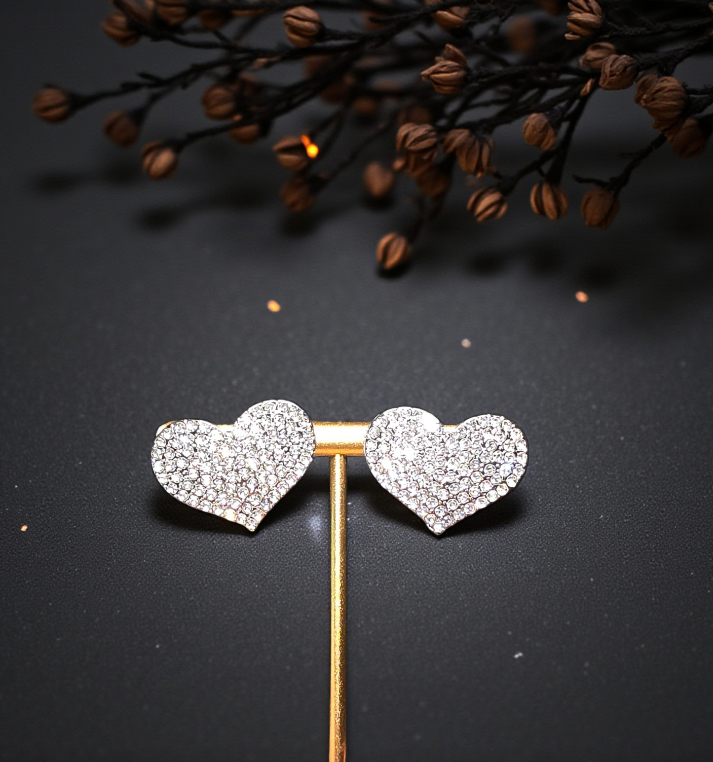 Orecchini pave' zirconi cuore