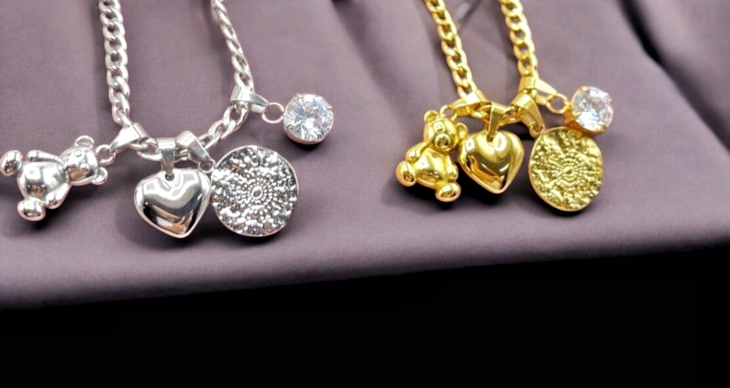 Collana Little Teddy Quattro Charms
